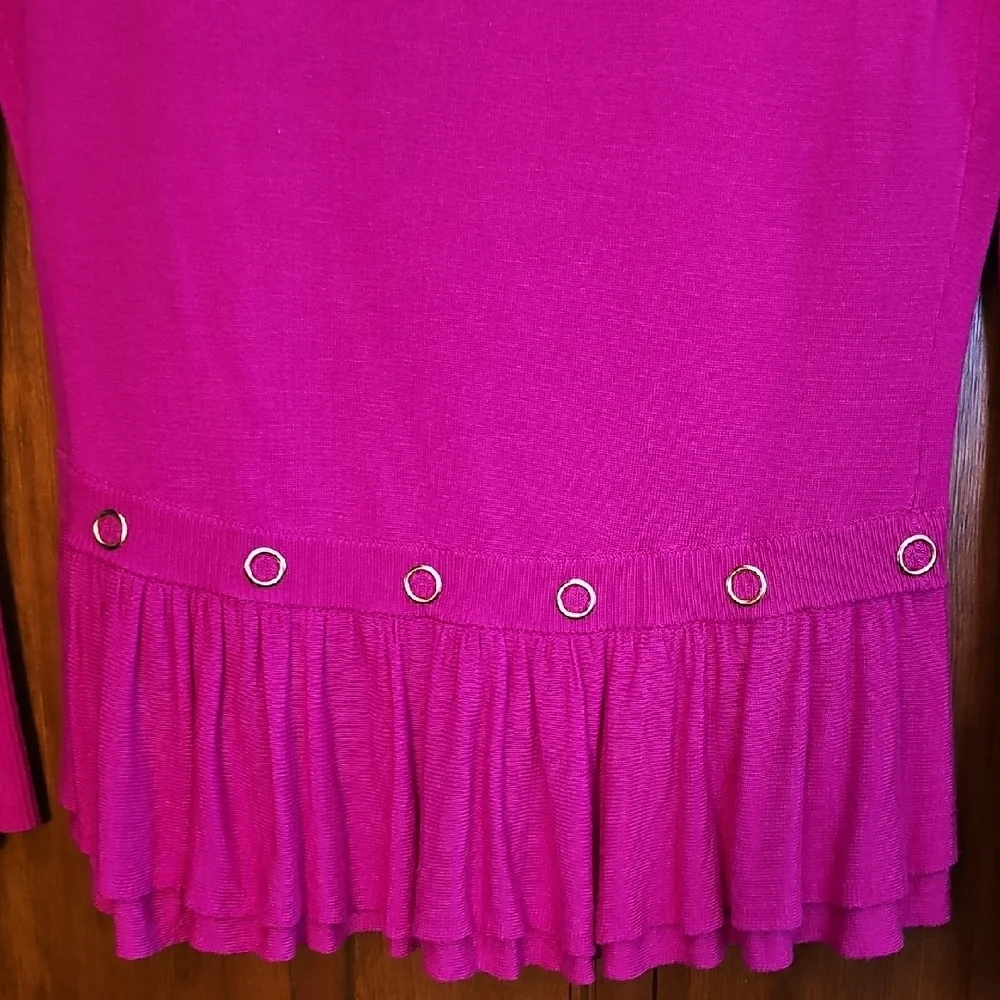 Cache Magenta Ruffled Cardigan - Picture 4 of 5